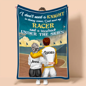 Personalized Racing Couple Blanket - I Just Need My Racer And A Racetrack Under The Skies - Blanket - GoDuckee