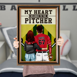 Personalized Baseball Couple Poster - My Heart Belongs A Baseball Player - Couple Shoulder to Shoulder - Poster & Canvas - GoDuckee