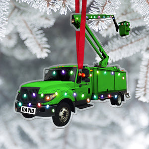 Personalized Lineman Acrylic Ornament, Lineman Bucker Truck, Christmas Tree Decor - Ornament - GoDuckee
