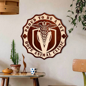 Veterinarian Proud To Be A Vet Personalized 3D 2-Layered Wood Art - Wood Sign - GoDuckee