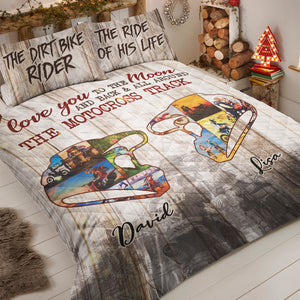 Motocross Couple The Dirt Bike Rider The Ride Of His Life Personalized Quilt Bed Set - Quilts & Comforters - GoDuckee
