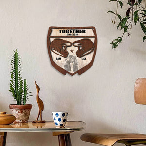 Motocross Couple Helmet Personalized 3D 2-Layered Wood Art - Wood Sign - GoDuckee