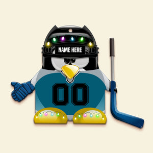 Hockey Penguin With Hockey Stick Personalized Christmas Ornament Gift For Hockey Players - Ornament - GoDuckee