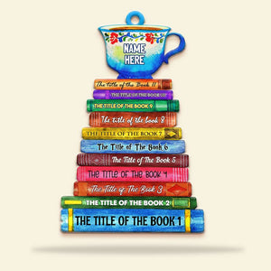 Tea & Stack Of Book Keychain - Custom Book Titles - Keychains - GoDuckee