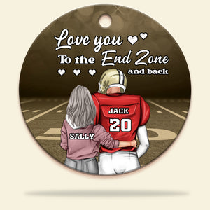 America Football Love you to the endzone Personalized Circle Ceramic Ornament - Ornament - GoDuckee