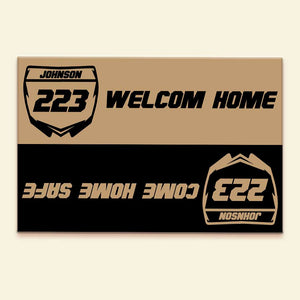 Motocross Welcome Mat - Custom Name & Number - Come Home Safe - Doormat - GoDuckee