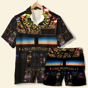 Personalized Pilot Hawaiian Shirt and Men Beach Shorts Pilot Control Panel - Hawaiian Shirts - GoDuckee