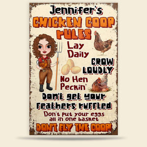 Chicken Coop Rules Personalized Country Girl Metal Sign - Metal Wall Art - GoDuckee