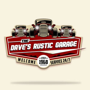 Hot Rod Car Shape Welcome Mat - Custom Garage's Name - Service 24/7 - Doormat - GoDuckee