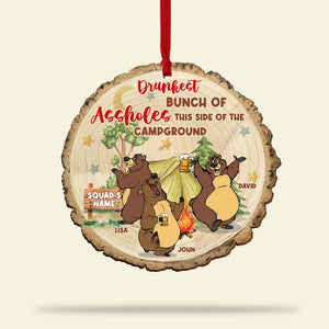 Camping Friend Drunkest Bunch, Personalized Wood Ornament - Ornament - GoDuckee
