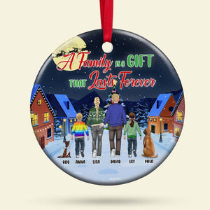A Family Is A Gift That Lasts Forever Personalized Christmas Family Ornament, Gift For Family - Ornament - GoDuckee