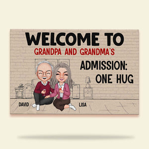 Welcome To Our Home, Admission One Hug, Personalized Grandparent Doormat - Doormat - GoDuckee
