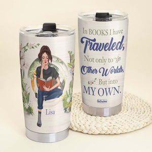 Reading Girl Travels To Her World In Books - Personalized Book Tumbler Gift For Book Lovers - Tumbler Cup - GoDuckee