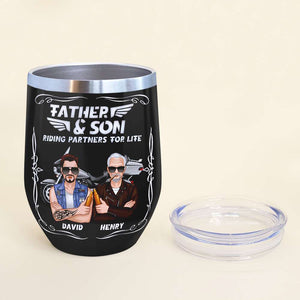 Personalized Biker Tumbler Cup Father Father Son and Bike Riding Partners For Life - Wine Tumbler - GoDuckee