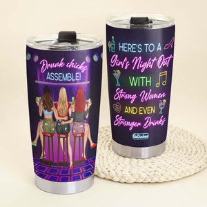 Personalized Drinking Besties Tumbler, Drunk Chicks Assemble Night Out - Tumbler Cup - GoDuckee