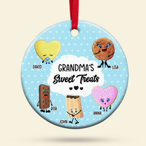Grandma Sweet Treats Personalized Ceramic Circle Ornament - Ornament - GoDuckee