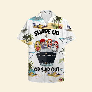 Personalized Cruising Friends Hawaiian Shirt - Shape Up Or Ship Out - Cruise & Palm Tree Pattern - Hawaiian Shirts - GoDuckee