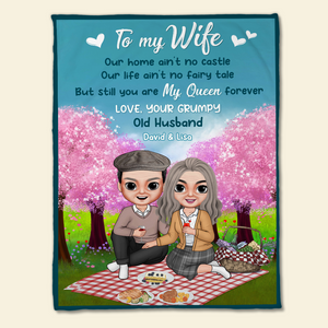 Old Couple My Wife My Queen Forever, Personalized Blanket - Blanket - GoDuckee