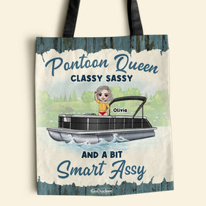 Pontoon Queen Classy Sassy And A Bit Smart Assy Personalized Tote Bag - Tote Bag - GoDuckee
