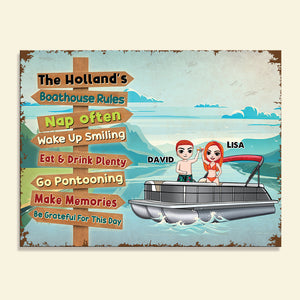 Personalized Pontoon Couple Metal Sign - Go Pontooning Be Grateful For This Day - Metal Wall Art - GoDuckee