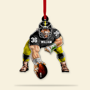American Football Fierce Player, Personalized Acrylic Ornament - Ornament - GoDuckee