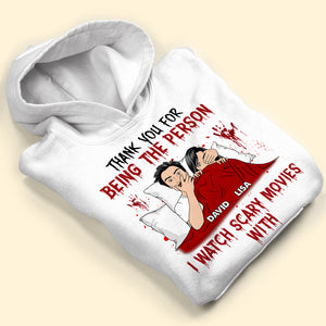 Couple Thank You For Being The Person I Watch Scary Movies With Personalized Shirts - Shirts - GoDuckee