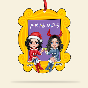 Cheering Besties, Personalized Bestie Purple Door Ornament - Ornament - GoDuckee