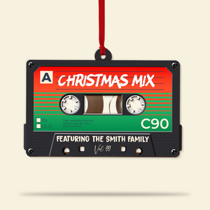 Vintage Cassette Tape Music Mix, Personalized 2 Layered Mix Ornament, Christmas Gift For Family, Couple, Friend - Ornament - GoDuckee