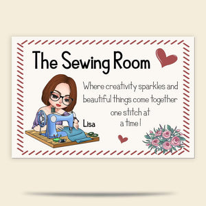 The Sewing Room Creativity Spark Personalized Sewing Metal Sign - Metal Wall Art - GoDuckee