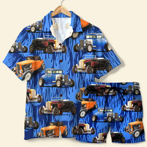 Custom Car Hot Rod Hawaiian Shirt and Men Beach Shorts Hot Rod Flame - Hawaiian Shirts - GoDuckee