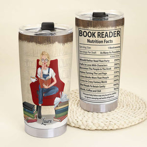 Personalized Reading Girl Tumbler - Reader Nutrition Facts - Tumbler Cup - GoDuckee