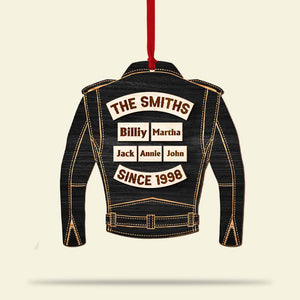Family Biker Jacket Custom Patches Personalized Ornament, Christmas Gift For Motorcycle Lovers - Ornament - GoDuckee