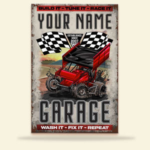 Dirt Track Racing Metal Sign - Custom Dirt Track Car - Build It Tune It Race It - Metal Wall Art - GoDuckee