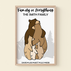 Family Is Everything, Family Hugging Bear Canvas Poster - Poster & Canvas - GoDuckee
