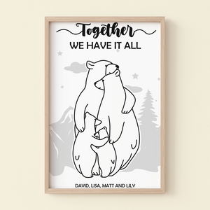 Bear Family Line Art, Family Hug Canvas Poster - Poster & Canvas - GoDuckee