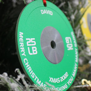 Merry Fitmas - Personalized Aluminium Weight Plates Ornament, Gift For Gymers, Weightlifters - Ornament - GoDuckee