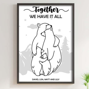Bear Family Line Art, Family Hug Canvas Poster - Poster & Canvas - GoDuckee