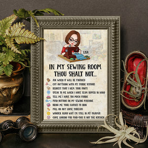 In My Sewing Room Thou Shalt Not Personalized Sewing Canvas Printed - Poster & Canvas - GoDuckee