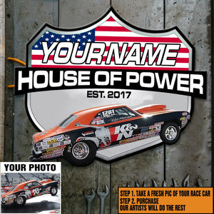 Custom Drag Racing Metal Sign - Orange Racing Car - Metal Wall Art - GoDuckee