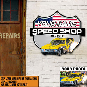 Custom Drag Racing Metal Sign - Orange Racing Car - Metal Wall Art - GoDuckee