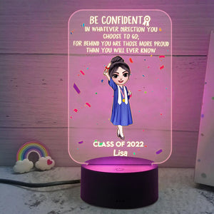 Personalized Graduate Led Night Light Be Confident In Whatever Direction You Choose To Go chibi graduation - Led Night Light - GoDuckee