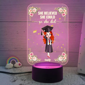 Personalized Graduate Led Night Light She Believed She Could So She Did chibi graduation - Led Night Light - GoDuckee