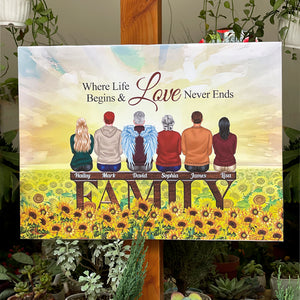 Where Life Begins And Love Never Ends Personalized Family Canvas Print, Gift For Family - Poster & Canvas - GoDuckee