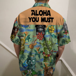 Shirt and Shorts - Aloha You Must - Tiki Pattern - Hawaiian Shirts - GoDuckee