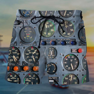 Personalized Pilot Hawaiian Shirt and Men Beach Shorts Flight Instruments Panel - Hawaiian Shirts - GoDuckee