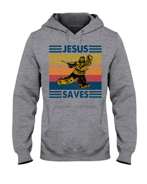 Retro Jesus Saves Hockey Shirts - Shirts - GoDuckee