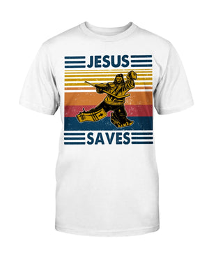 Retro Jesus Saves Hockey Shirts - Shirts - GoDuckee