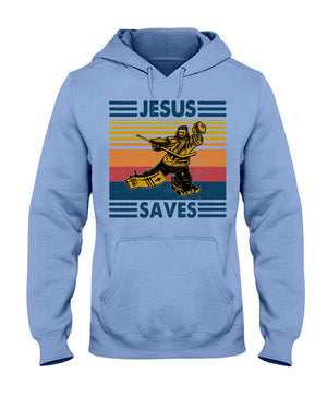 Retro Jesus Saves Hockey Shirts - Shirts - GoDuckee