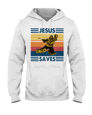 Retro Jesus Saves Hockey Shirts - Shirts - GoDuckee