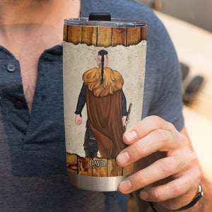 Personalized Viking Tumbler Cup May Odin Give You Knowledge On Your Path Strong Man Back view - Tumbler Cup - GoDuckee